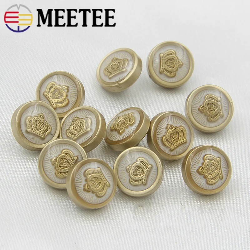 

100pcs Meetee 11mm Metal Buttons Gold Crown Pattern Shank Shirt Button for Sewing Jaket Coat Garment Decor Accessory Scrapbook