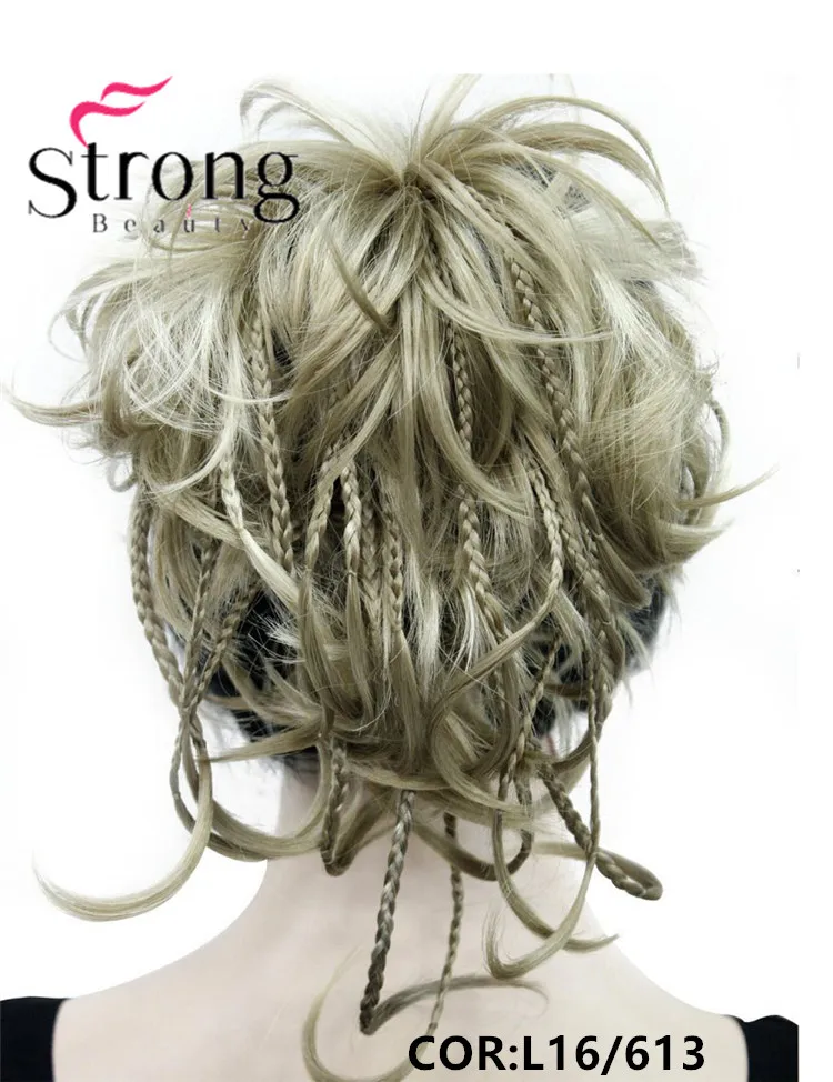 E-0288A #L16-613 12 inch Short Wavy Culry Ponytail Handmade Braid Hair Extension With Claw Clip In Hairpiece (1)_