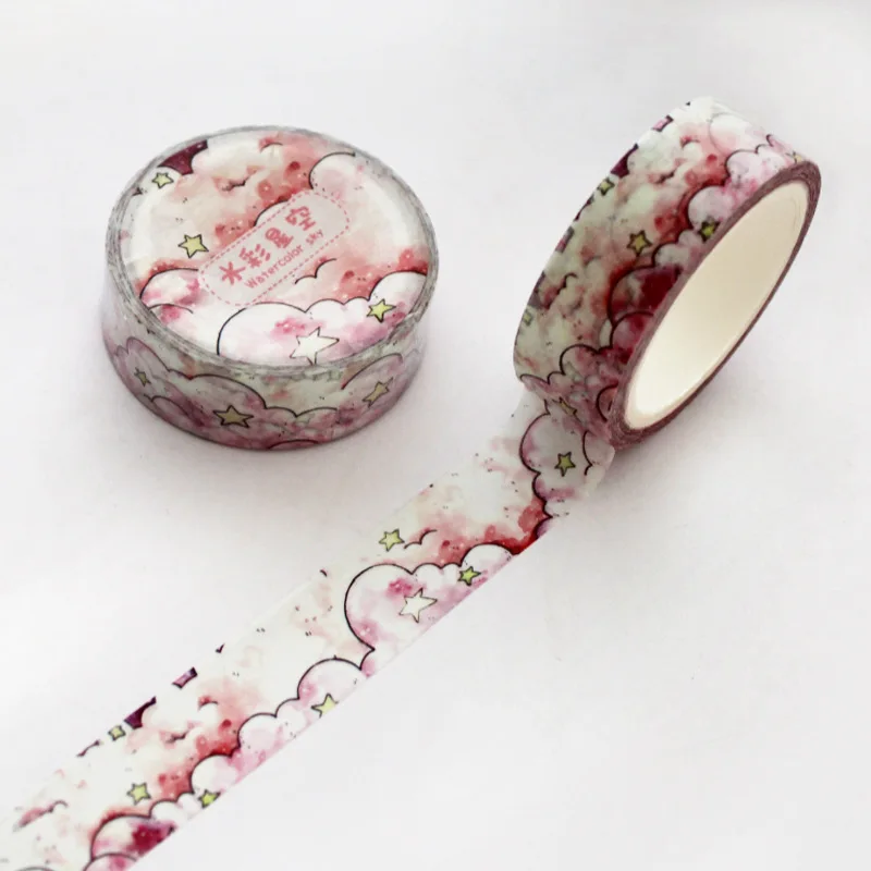 Креативное милое и сердечком для девочек лента Washi Kawaii розовый единорог клей Sky лента DIY Скрапбукинг Стикеры этикетки клейкая лента - Цвет: Watercolor starry