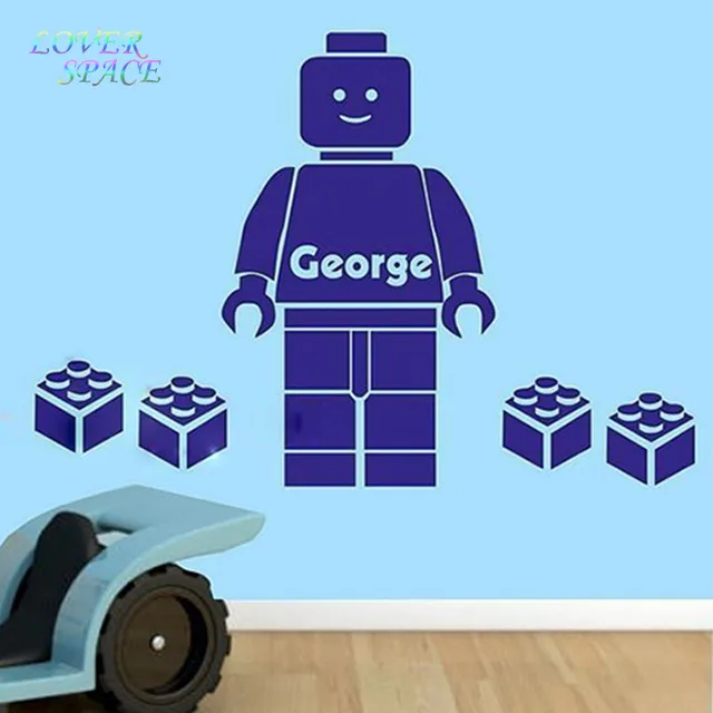 cartoon wall decals 3d lego wall sticker for kids room personalized