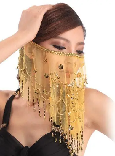 Indian Belly Dance Face Women Veil Tribal Belly Dancing Veils for Sale 12 colors Available High Quality Cheap - Цвет: yellow