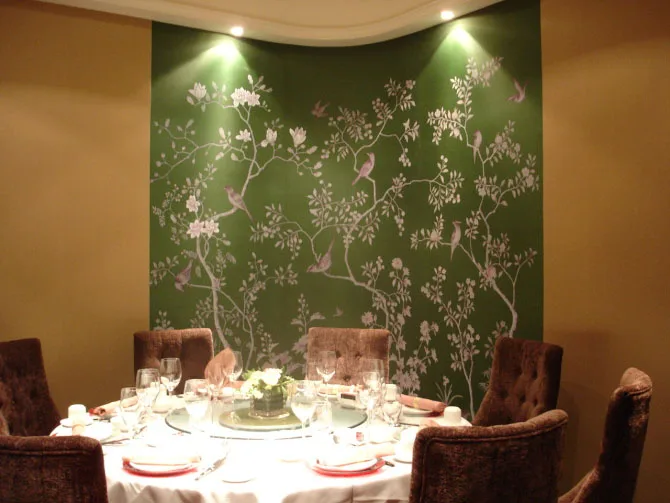

Europe style elegant Hand-painted silk wallpaper painting flowers with birds wallcovering many patterns and background optional