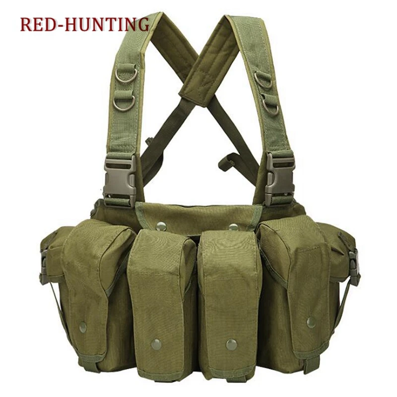 

Tactical Chest Rig Vest Military Airsoft Paintball Hunting Vest with AK 47 Magazine Pouch Black Army Green Tan