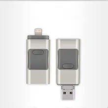 RETECK metal 3 in1 USB Flash Drive 32GB 64GB For iPhone 7 7 Plus 6 5 5S Lightning to Metal Pen Drive U Disk