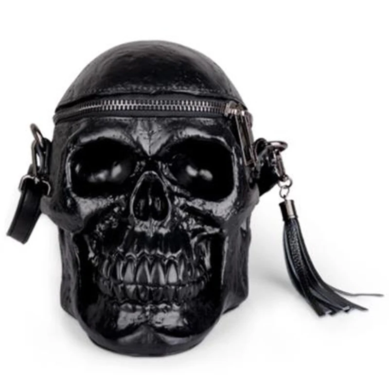 

Women Bag Funny Skeleton Head Black Handbag Men Single Package Fashion Designer Satchel Package Skull Bags