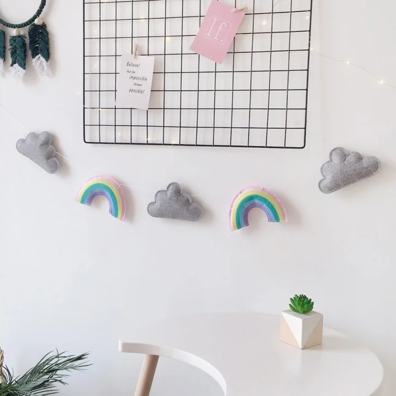 

Felt Cloud Rainbow Flag Hanging Decoration String For Children Room Household Hanging Decoration