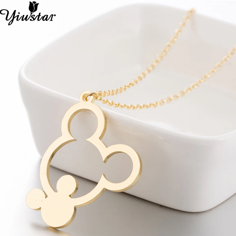 

Yiustar Cute Cartoon Hollow Gold Mickey Necklaces Pendants Romantic Mouse Chain Necklace Women Accessories Gift Everyday Jewelry