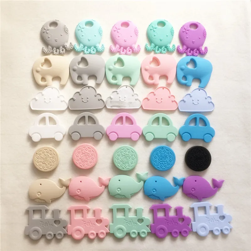 

Chenkai 10PCS BPA Free Silicone Teether Baby Pacifier Dummy Teething Chewable Pendant Nursing Necklace Jewelry Accessories