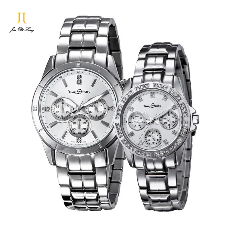 Brand Luxury Fashion 1 Pair Lovers Watch Women Men s Quartz Jewelry Diamond Wrist watches Dual