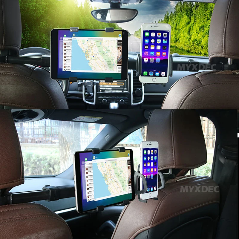 Универсальный Регулируемый черный автомобиль на заднем сиденье подголовник держатель Стенд кронштейн комплект для Ipad планшет мобильный телефон Iphone