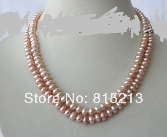 

ddh001312 stunning 2rows 7mm round purple freshwater cultured pearl necklace