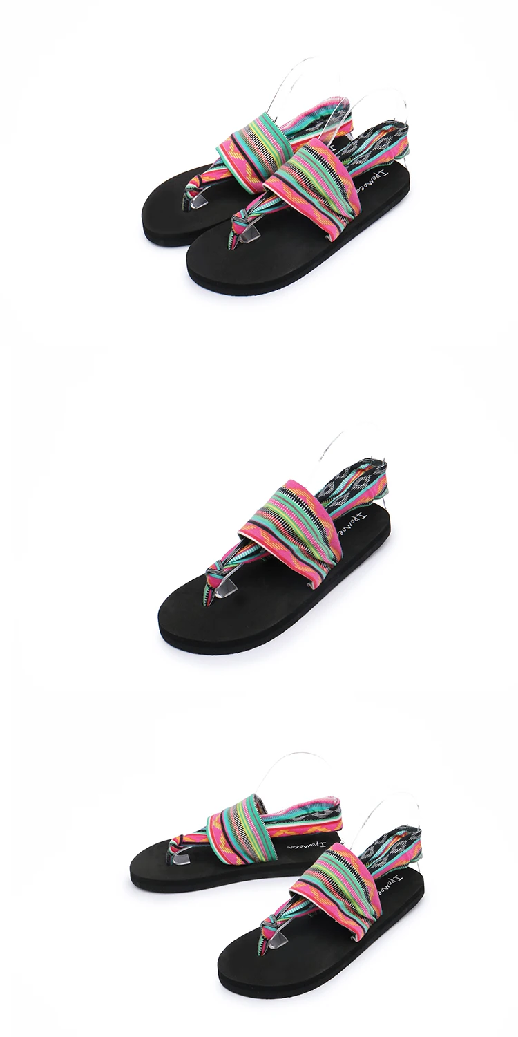 Г., новая летняя пляжная обувь черного цвета женские сандалии в богемном стиле женские вьетнамки на нескользящей плоской подошве сандалии с эластичными лентами