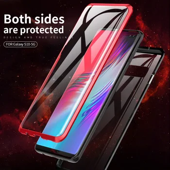 

360 Front+Back Glass Protective Magnetic Case For Samsung S10 Plus S10E Case Cover For Samsung A30 A50 A70 A70 A7 A9 2018 Note 9