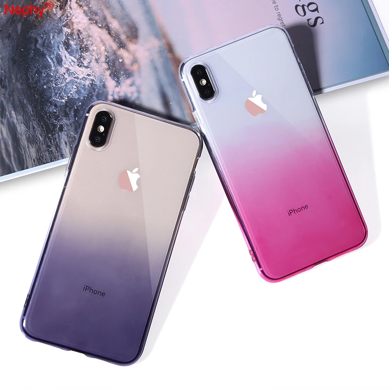 

Two-color Gradient Cell Phone Case For iPhone X XS Max XR 6Plus 6sPlus 7Plus 8Plus 6s 6 s 7 8 Plus Cover Soft TPU Casing Bumper