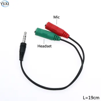 

YuXi 3.5mm Male to 2 Female Jack Audio Y Splitter Cable Earphone Headset Headphone Microphone Adapter For Phone PC Laptop MP3