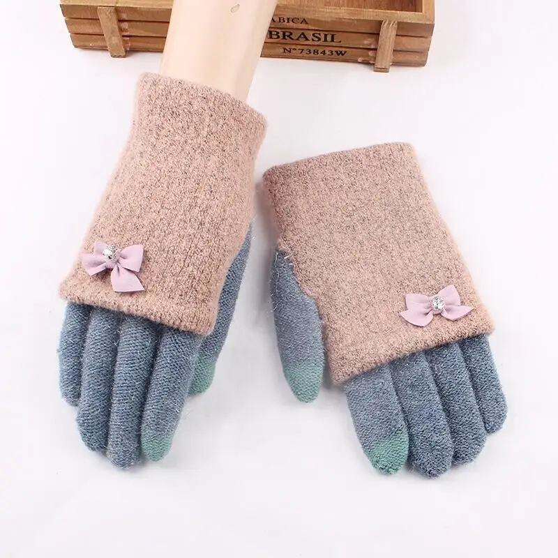 SUOGRY высококачественные вязаные перчатки осень-зима утолщенные теплые шерстяные кашемировые перчатки однотонные перчатки женские перчатки для смартфонов