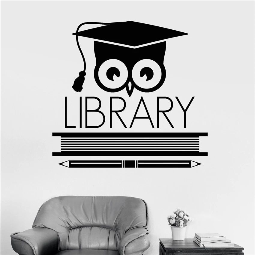 

Vinyl Wall Decal Logo Signboard Library Learning Scientist Owl Stickers Art Decor Animal Wall Decals Wall Sticker U429