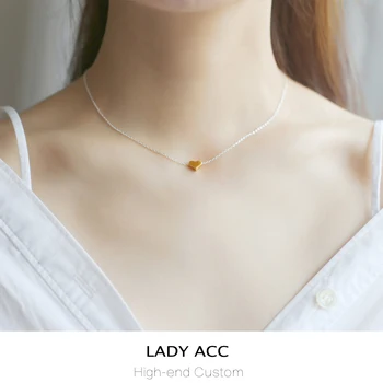 

High quality fashion simple heart 925 pure silver necklace girls Gold Love Pendant clavicle chain birthday gift small pendant