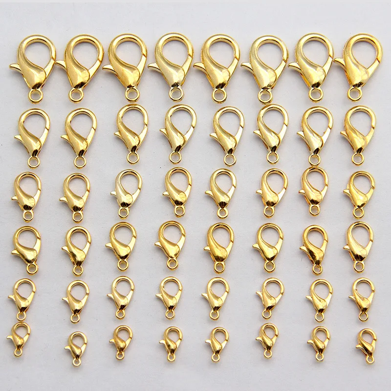 

50pcs/lot Jewelry Connector Findings 10 12 14 16 18 21mm Alloy Lobster Clasps DIY Necklace Bracelet Making Jewelry Accessories