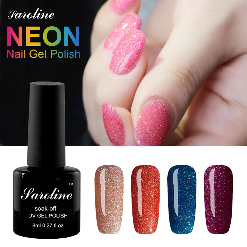 

Saroline Shiny Starry Neon UV Gel Nail Lacquer DIY Nail Soak Off Nail Gel Polish Art LED Lamp Cured Long Lasting Nail Gel Polish
