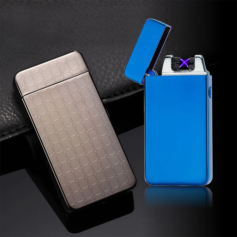 Double Arc Usb Electric Metal Flameless Torch Rechargeable Windproof Double Arc Usb Electric Metal Flameless Torch Rechargeable Windproof Lighter Pulse Cross Lighters Smoking Plasma