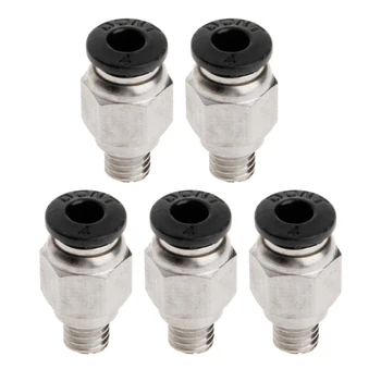 

5Pcs Pneumatic Fittings PC4-M6 Bore 4mm For 4mm PTFE Tube Connector Coupler