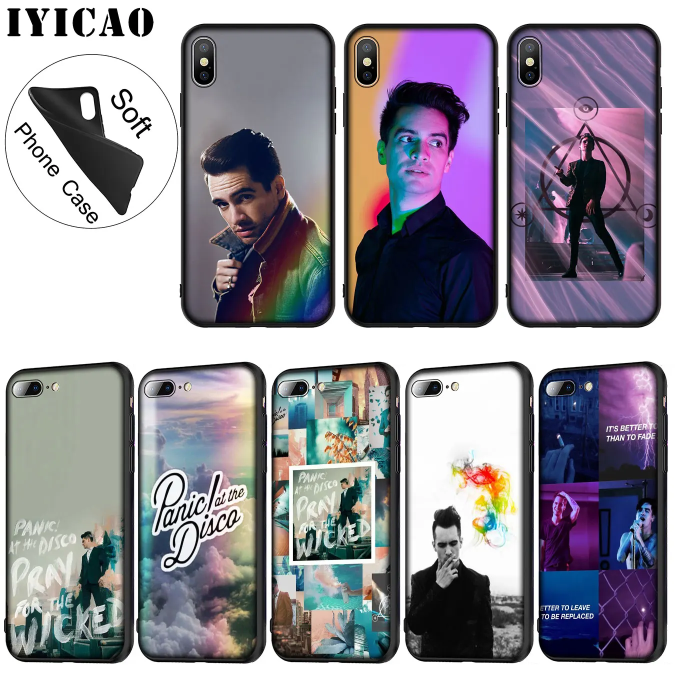 IYICAO Panic! Мягкий силиконовый чехол для iPhone XR X XS 11 Pro Max 6 6S 7 8 Plus 5 5S SE 10 черный |