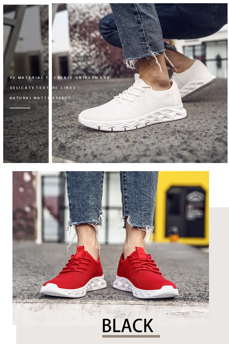 Trend Hot Sale Summer Mesh Sneakers Breathable Vulcanized Shoes Comfortable Lightweight Red Mens Shoes Zapatos De Hombre