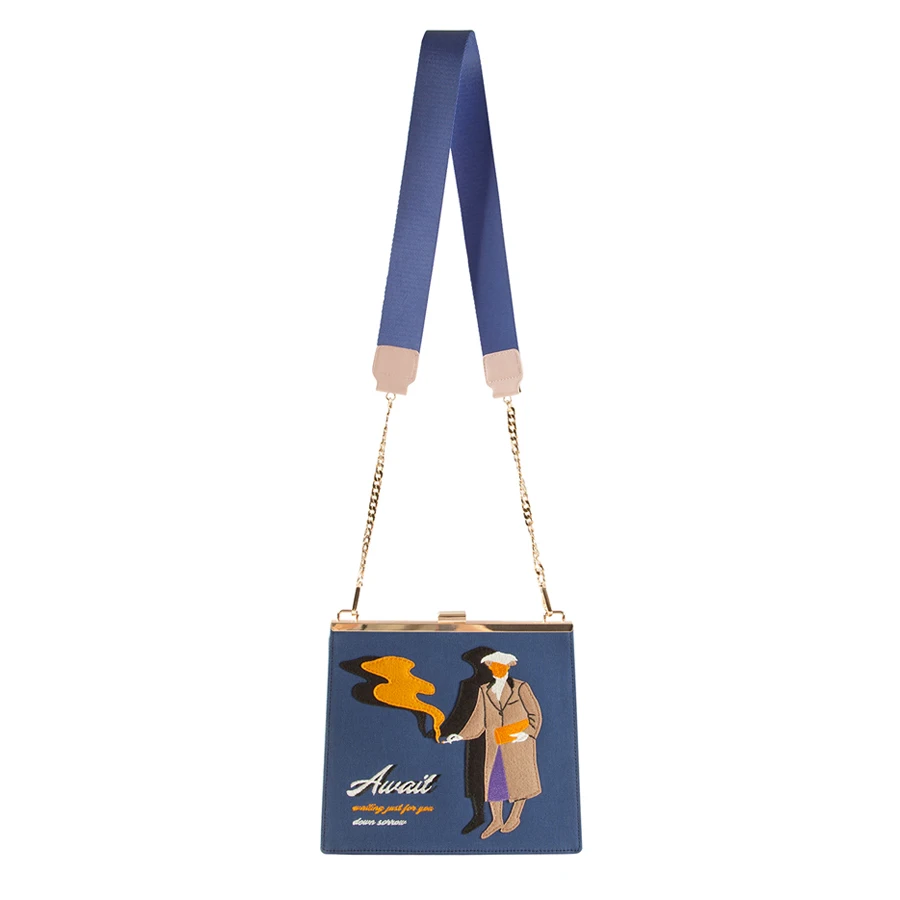 YIZISTORE оригинальные винтажные холщовые сумки через плечо с металлической бахромой для девочек в 2 стилях(FUN KIK