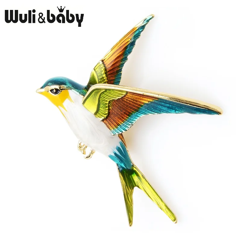 Wuli & Baby эмаль Летающая брошь Ласточка булавки для женщин животное птица брошь ювелирные изделия подарок|Броши|   | АлиЭкспресс