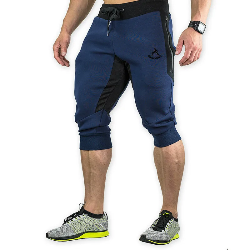 Men's Cotton Casual shorts 3/4 Jogger Capri Pants Breathable Below Knee Short Pants with Three Pockets Men's Cotton Casual shorts 3/4 Jogger Capri Pants Breathable Below Knee Short Pants with Three Pockets