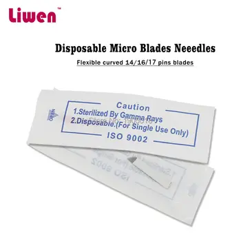 

Big discount 500pcs disposable eyebrow tattoo microblading needles 14 pin for professional permanent makeup Embroidery pens