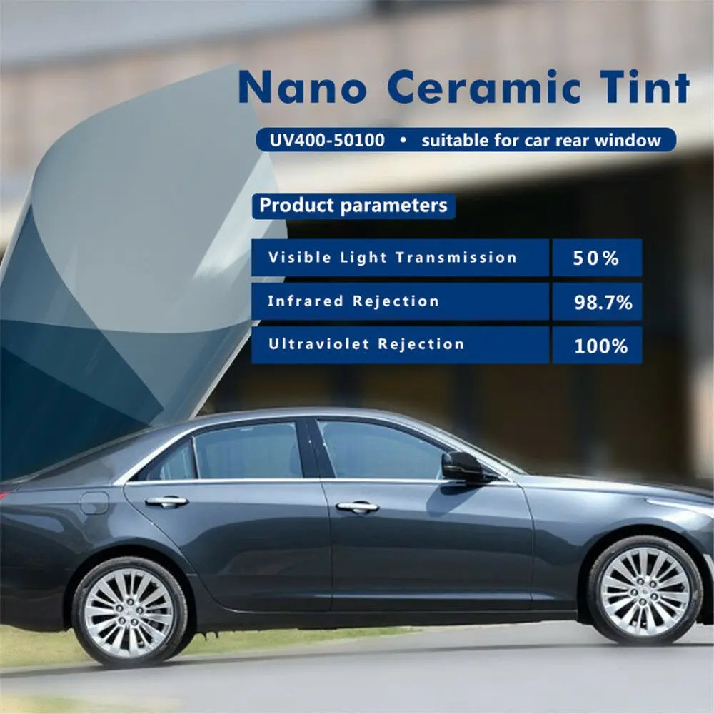 Ширина: 50 см/2" 50% VLT нано керамический Солнечный оттенок автомобиля боковое заднее стекло пленка Авто дом коммерческий УФ+ изоляция Автомобильная цветная плёнка