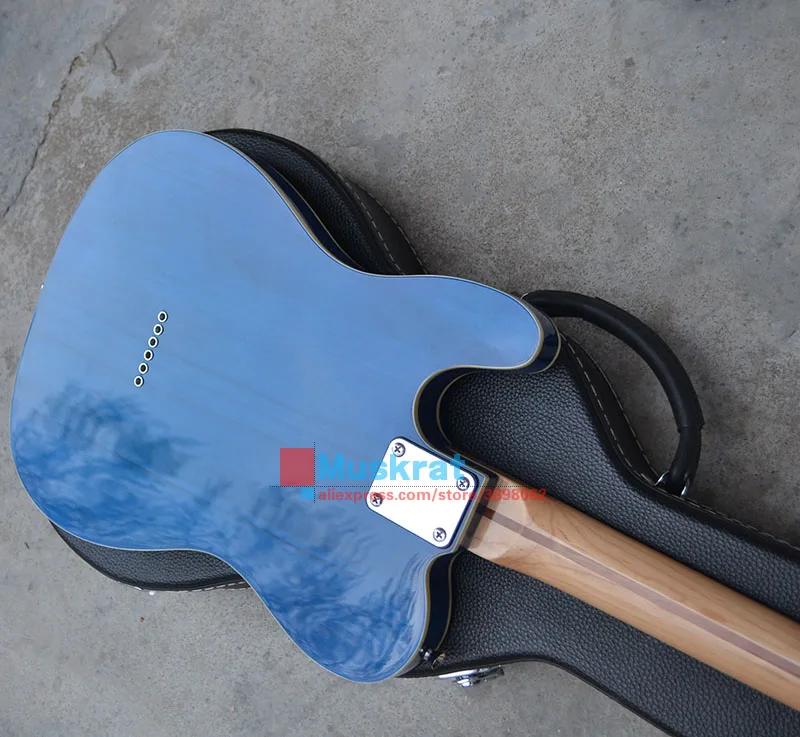 Оптовая продажа фабричная электрическая гитара tele прозрачная синяя 6 струн