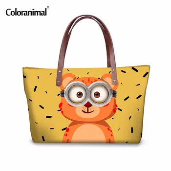 

Coloranimal Women Large Handbag Cute Cartoon Animal Elephant Bear Tiger Casual Tote Bag for Ladies Female Travel Shoulder Bags