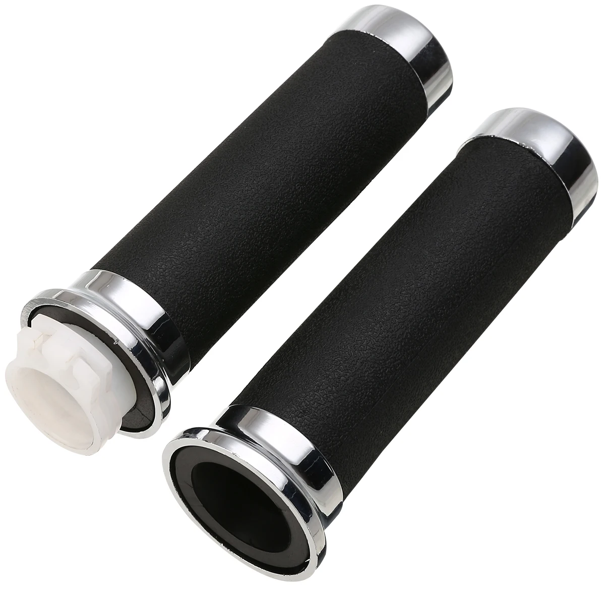 Mayitr 1 Pair 25mm Motorcycle Handlebar Hand Grips Black And Sliver Rubber Plastic Handle Bar For Honda For Yamaha