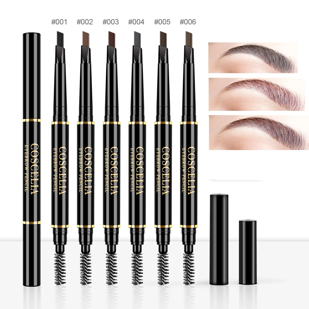 

COSCELIA 6 Color Double Ended Eyebrow Pencil Long Lasting Paint Eyebrow Waterproof Black Brown Eyebrow Pencil Makeup Set