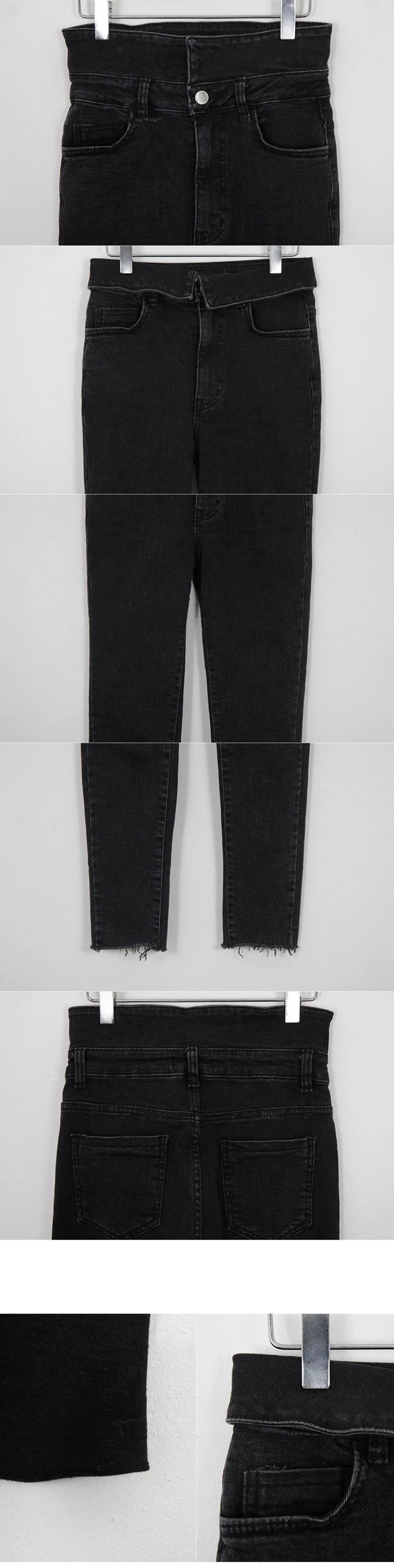 Стрейч отбортовки джинсы Для женщин Джеггинсы кисточкой Высокая талия женские брюки-Капри узкие зауженные джинсы