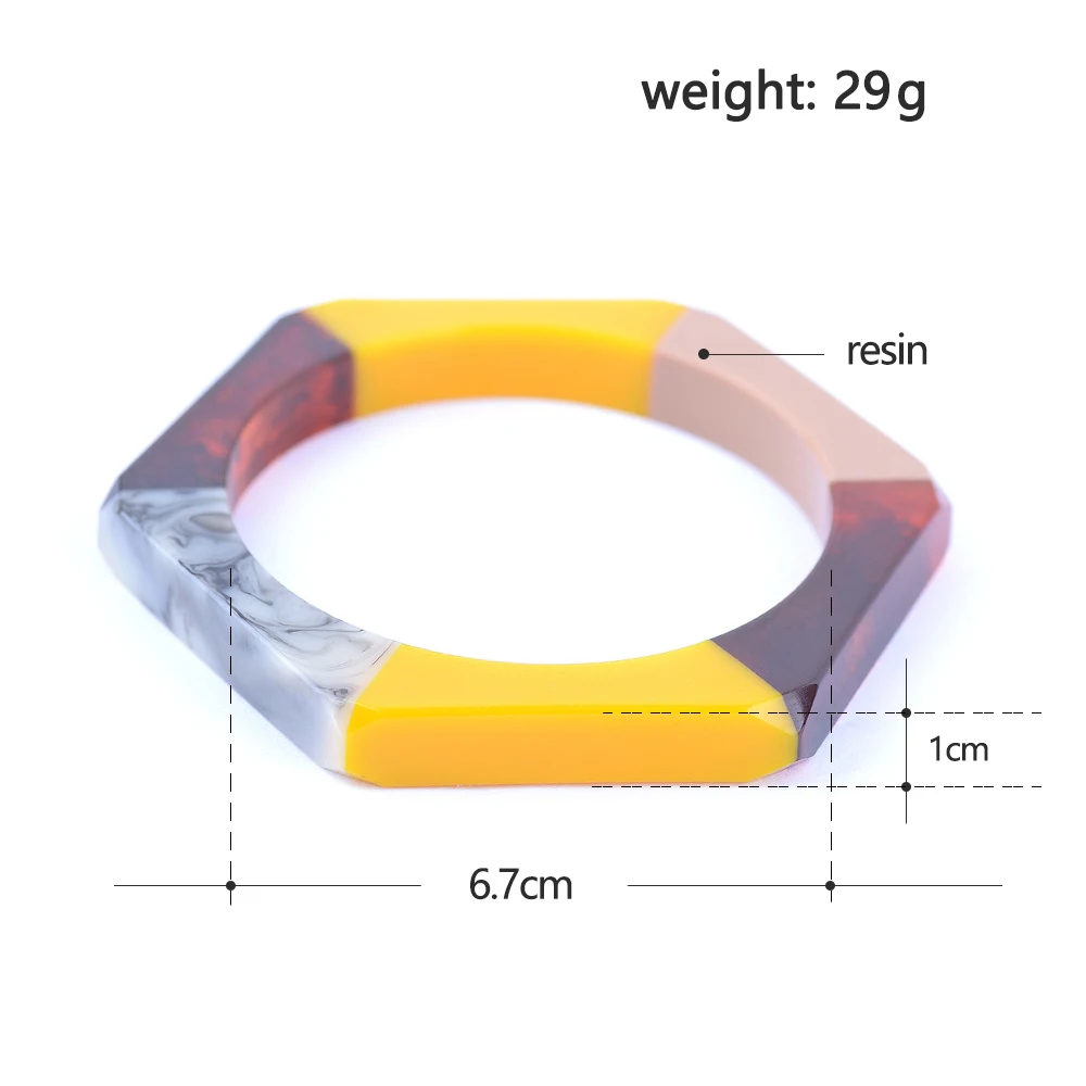 Classic Acrylic Cuff Fashion Bracelets Bangles for Women Trendy New Resin Hexagon Geometric Simple Charm Wide Bracelets Jewelry (5)