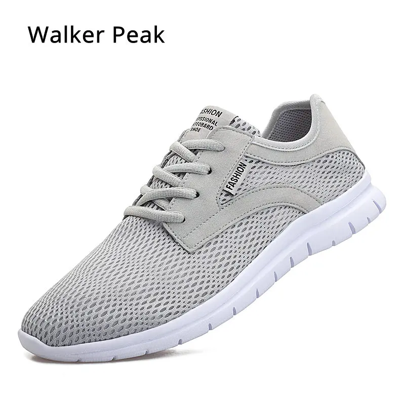 Baratos Zapatillas de deporte para Hombre Zapatos casuales de malla Lac up ligeros cómodos transpirables para caminar zapatos de gran tamaño 38 47 marca Walker peak