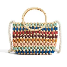 Сумки женские сумки повседневного дизайна из плетеной ткани сумка ручное Бисероплетение бамбуковая сумка шить клатч Бали приморский праздник пляжная сумка женский