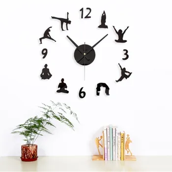 

Retro Yoga Posture Wall Clock 3D DIY Minimalist Vogue Stereoscoptic Wooden Home Decor Fashion Watches Arrival Quartz 3DBGV41
