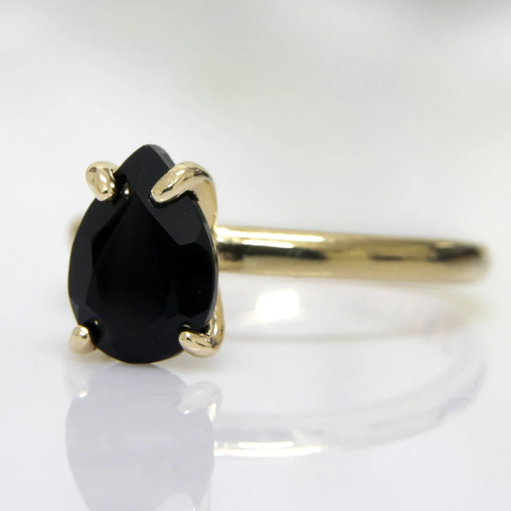 2.2ct 10x7 мм Груша черный Муассанит 14 к желтое золото обручальное кольцо Тест Положительный Муассанит алмаз для женщин для изысканных ювелирных изделий
