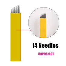 50 шт. Перманентный Макияж игла для татуировки бровей коническая Blade14 иглы ручные иглы для бровей