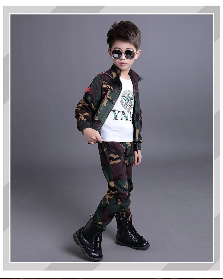 Весна-Осень, модный детский Камуфляжный комплект, хлопковая военная форма для мальчиков, спортивный костюм для девочек, детский спортивный костюм, X162