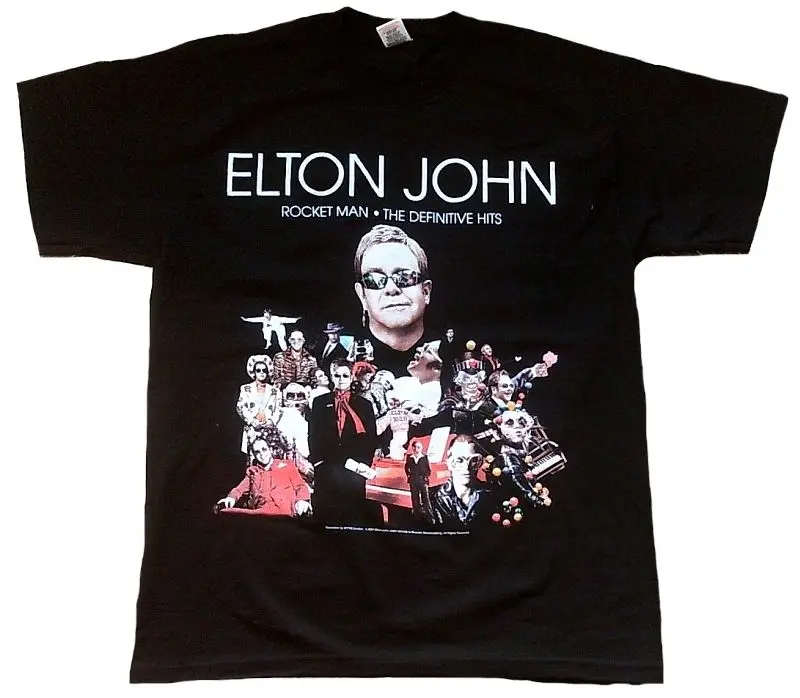 Официальный Элтон Джон ROCKET MAN полное хиты TOUR 2007 черная футболка с принтом Для