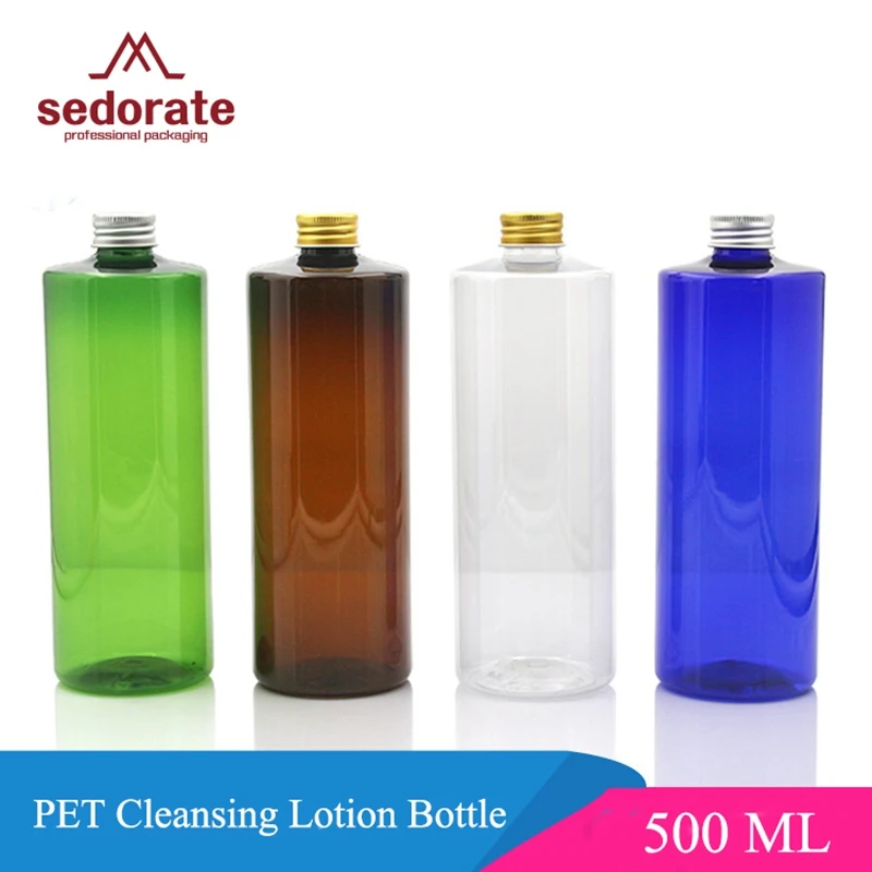 Sedorate 30 adet/grup Yüksek Kaliteli Plastik PET 500 ML Doldurulabilir Şişe Kozmetik Sökücü alüminyum kapaklı şişe JX018