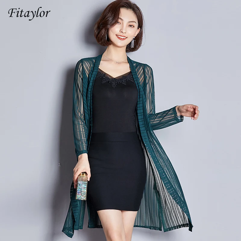 Fitaylor Новая летняя длинная кружевная шаль кардиган пальто повседневное с длинным
