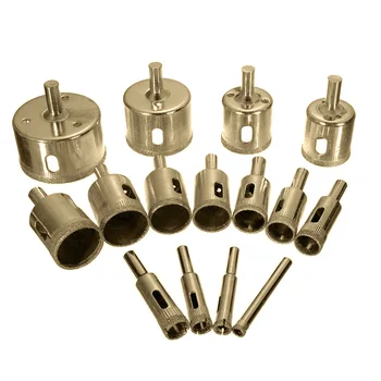 

50mm x 6mm-50mm Bit Hole Saw Set for Diamond Glass Drill Bit Ceramic Marble Hole Opener Bead Polisher 15pcs/set