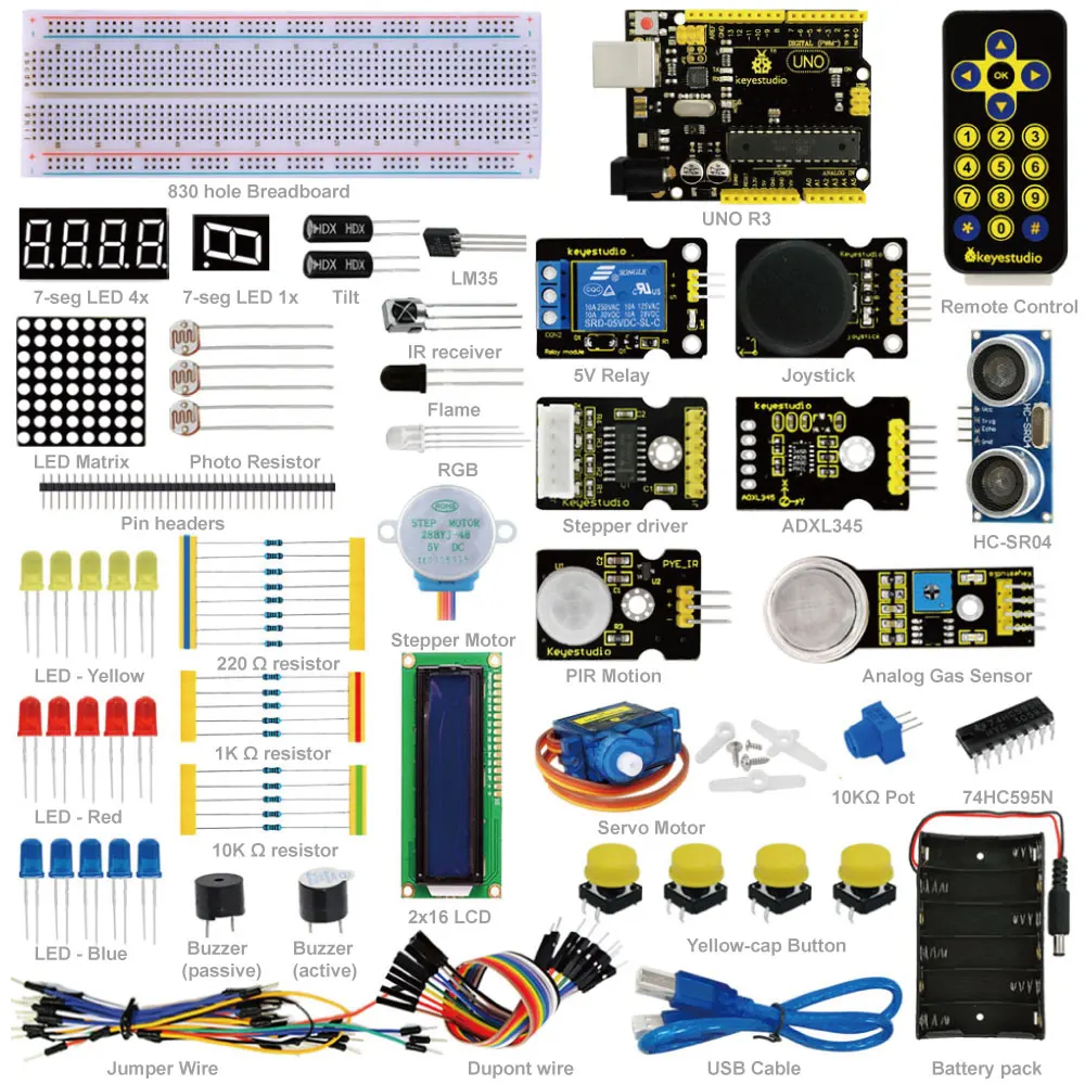 Keyestudio Расширенный стартовый обучающий комплект для Arduino образовательный проект с UNO R3+ PDF